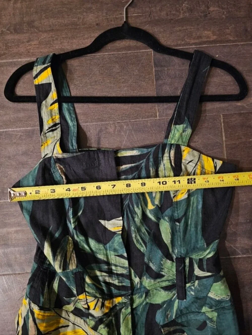 VICI Olivaceous Costa Tropical Print Romper NWT Small Black Green Leaf Print - Picture 8 of 9